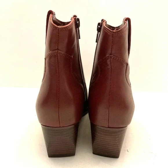 Seychelles Upside Boot Wine Leather Side Zip Western Inspired Women's 8.5 - Picture 7 of 13